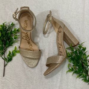 Sam Edelman gold glitter heeled sandals